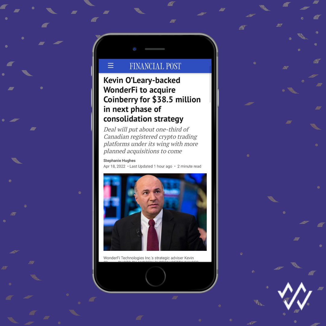 WonderFi's tweet image. We are pleased to announce the acquisition of @CoinberryHQ

With 220,000 users &amp;amp; over $100 million of assets under custody, the acquisition establishes a framework for our expansion into global markets in 2022.

read more: wonder.fi/press-release/…
