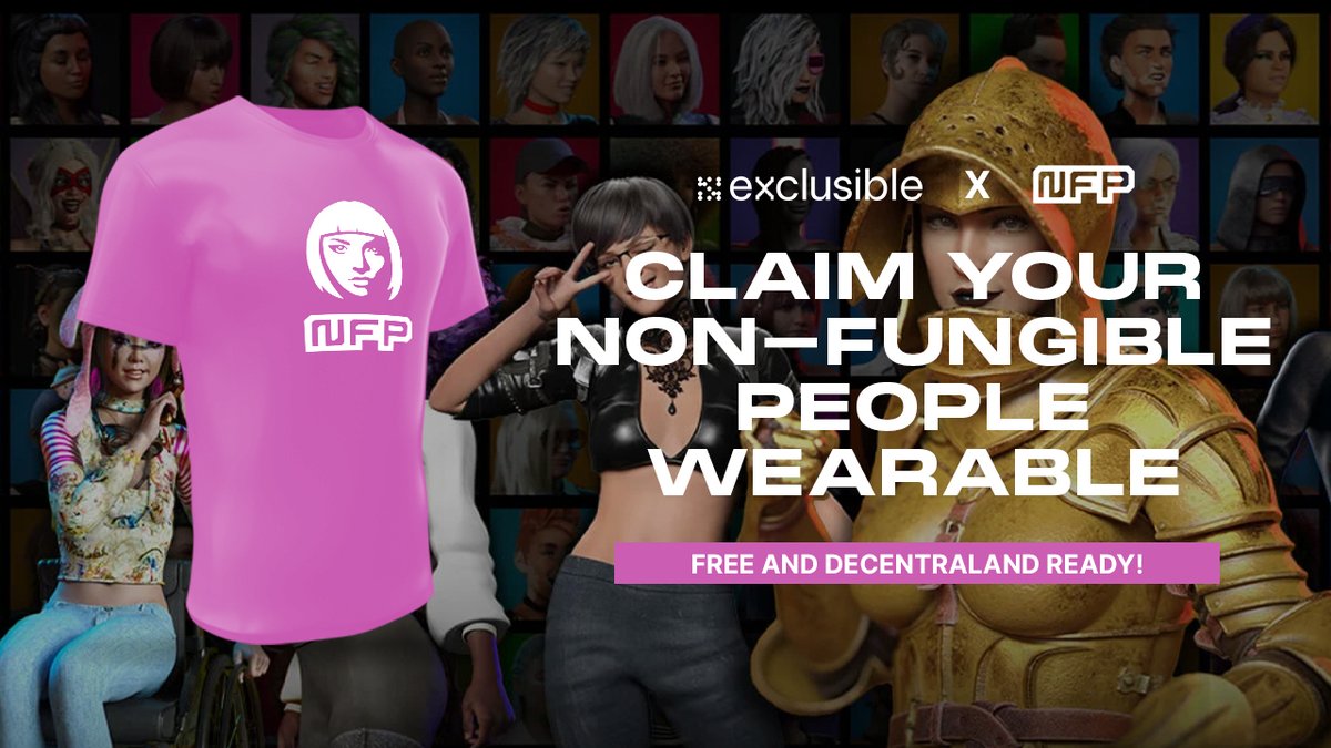 NFP-NonFungiblePeople (@nfungiblepeople) on Twitter photo Peeps, we're starting #giveaway week off right!🙌👏Claim your limited <a href="/NFungiblePeople/">NFP-NonFungiblePeople</a> t-shirt now and get ready to wear it at our next Metaverse Party with <a href="/exclusible/">Exclusible</a>!🥳✨#Decentraland #NFTCommunity
➡️gleam.io/oaQHC/nonfungi……⬅️ Peeps, we're starting #giveaway week off right!🙌👏Claim your limited <a href="/NFungiblePeople/">NFP-NonFungiblePeople</a> t-shirt now and get ready to wear it at our next Metaverse Party with <a href="/exclusible/">Exclusible</a>!🥳✨#Decentraland #NFTCommunity
➡️gleam.io/oaQHC/nonfungi……⬅️
