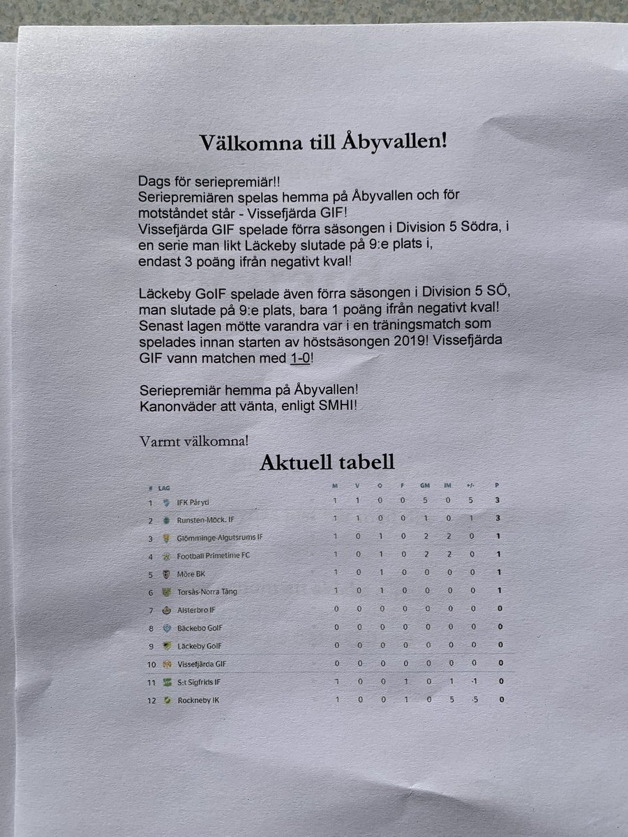 LGoIF's tweet photo. Då kopiatorn inte ville kommer matchprogrammet här
#premiär https://t.co/4ydhsGJC2h