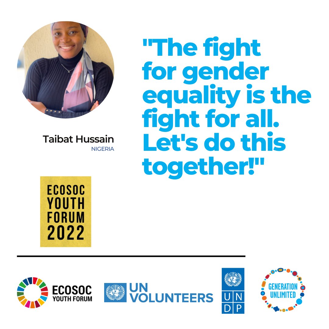 Let's fight gender inequality together 💪🏾💪🏻💪🏿
#Youth2030 #GlobalGoals #YouthLead