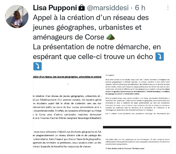 rose_lcni_'s tweet photo. Je vous invite à tous prendre connaissance de la création du réseau de jeunes géographes, urbanistes et aménageurs de Corse 🏡 Venez nombreux ⬇️💕 https://t.co/WrLxUwbF9x
