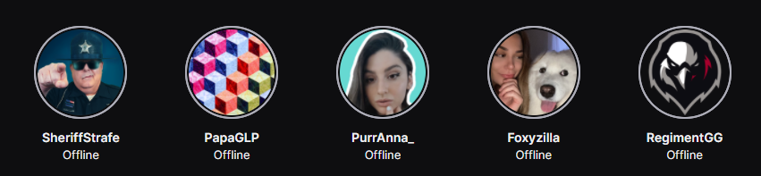 sapperxgod's tweet photo. Anyone looking for some new content to watch? Well look no more, these 5 here are great company, and have amazing content and great vibes. Go check them out! @SheriffStrafe @PurrAnna_ @PapaGLP @Foxyzilla @RegimentGG https://t.co/IqEnDX8wsl
