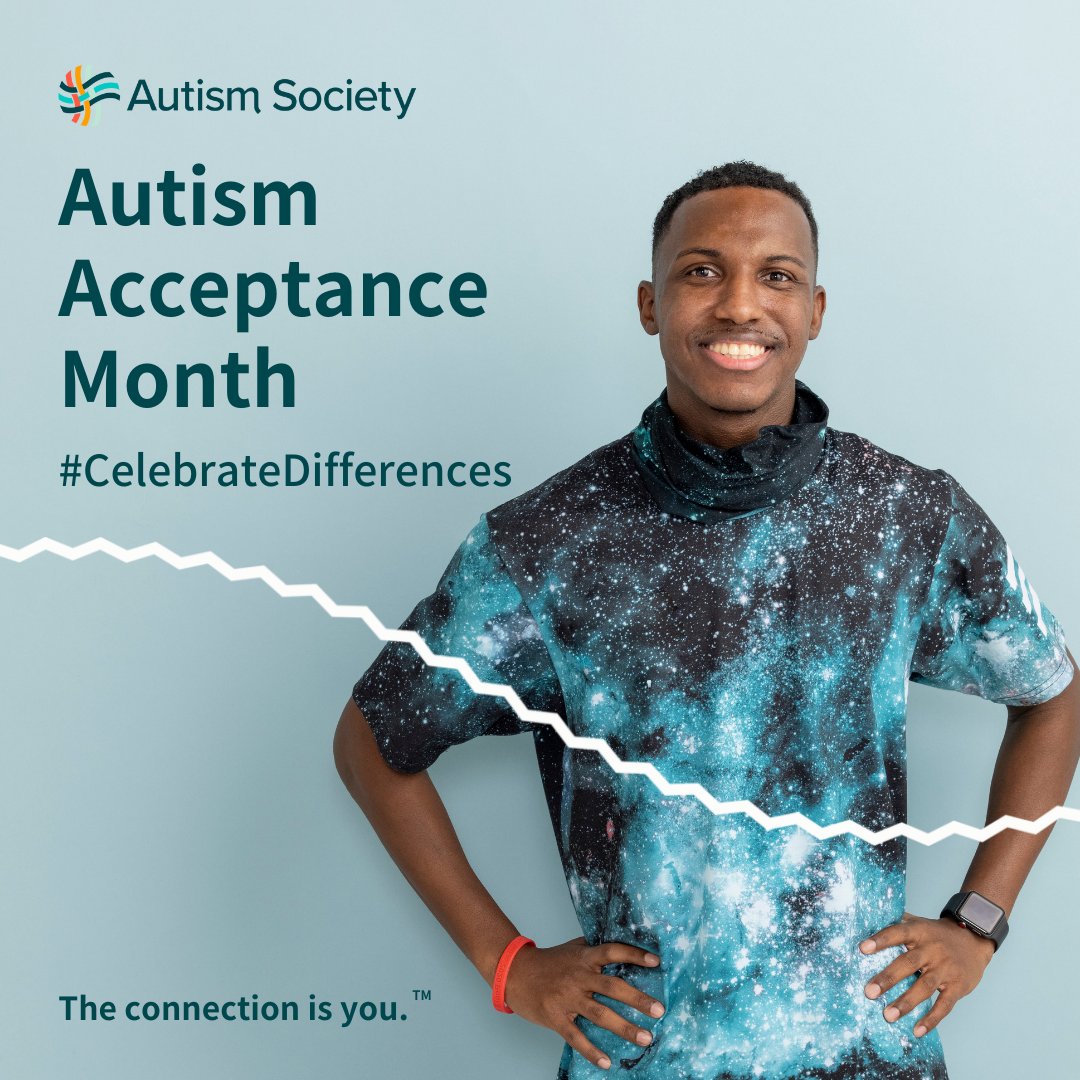 April is Autism Acceptance Month.  The Autism Society is recognizing the multitude of experiences within the Autism community to highlight the critical need for acceptance, inclusion, and connections to support. Learn more at autismsociety.org  #CelebrateDifferences