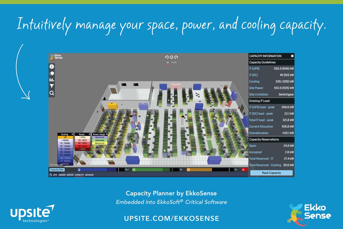 UpsiteTech's tweet image. Product Spotlight: Capacity Planner by EkkoSense

EkkoSoft Critical’s 3D Capacity Planning capability is the most intuitive platform available for space, power and cooling capacity management, with true live capacity planning functionality.

Learn more: ekkosense.com/ekkosoft-criti…