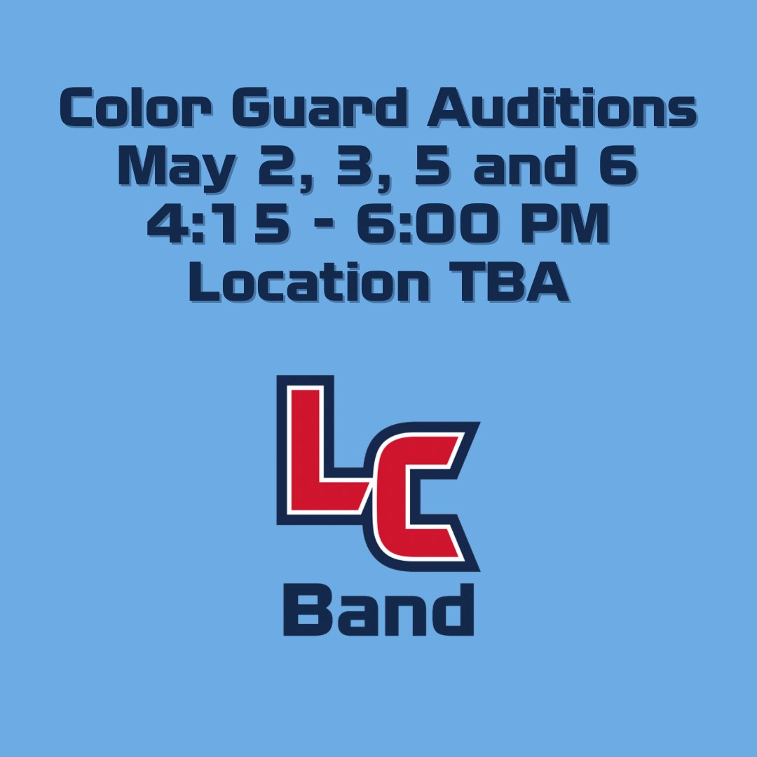 LCWolvesBand's tweet image. GUARD AUDITION DATES! Anyone attending LC next year in 7th-12th grade is eligible! If you love to move, dance, and perform, come see what it’s about! 

You will be taught basic movement, dance, and how to spin flag, rifle, and saber! 

Be a part of the Liberty Creek Band!