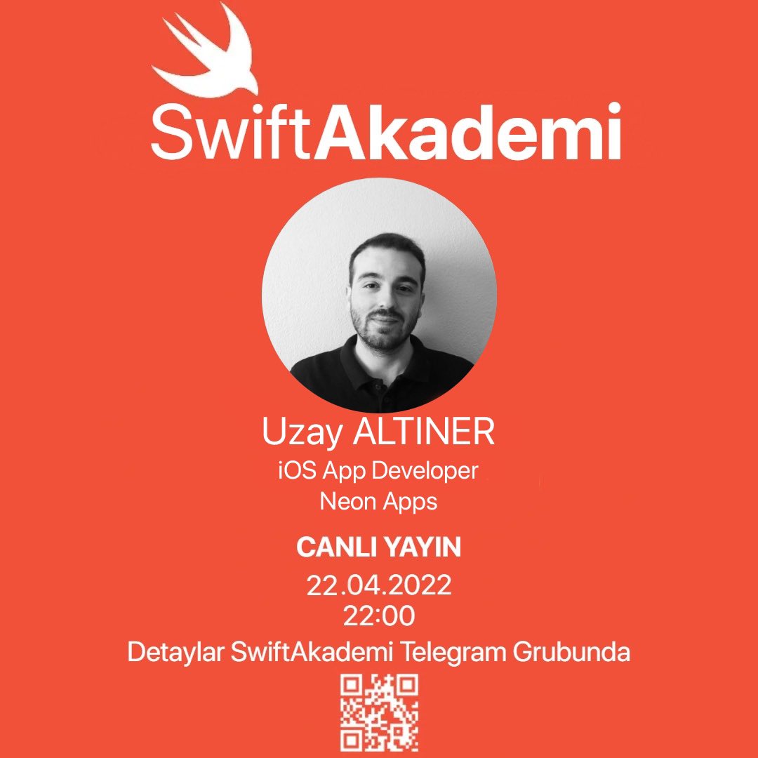 Swift Akademi'nin bu haftaki konuğu <a href="/uzayaltiner/">Uzay Altıner</a> 🤩 Uzay'a sorularınızı sormak için forms.gle/ZLLfh3ANXp4ncH… linkini 21.04. 23:59'a kadar kullanabilirsiniz. Detaylar ve çok daha fazlası için telegram grubumuza katılmayı unutmayın! t.me/swiftakademi