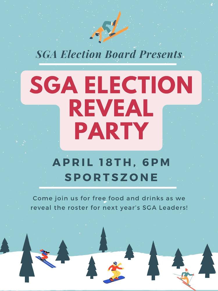 You voted, we counted! (Well, the computer did at least… 😂) Come out to hear who next year’s SGA leaders will be! There’s free food 👀