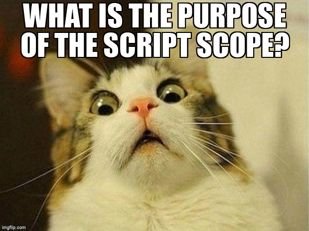 overflow_meme's tweet image. What is the purpose of the script scope? stackoverflow.com/questions/4068… #javascript #scope #ecmascript6 #let