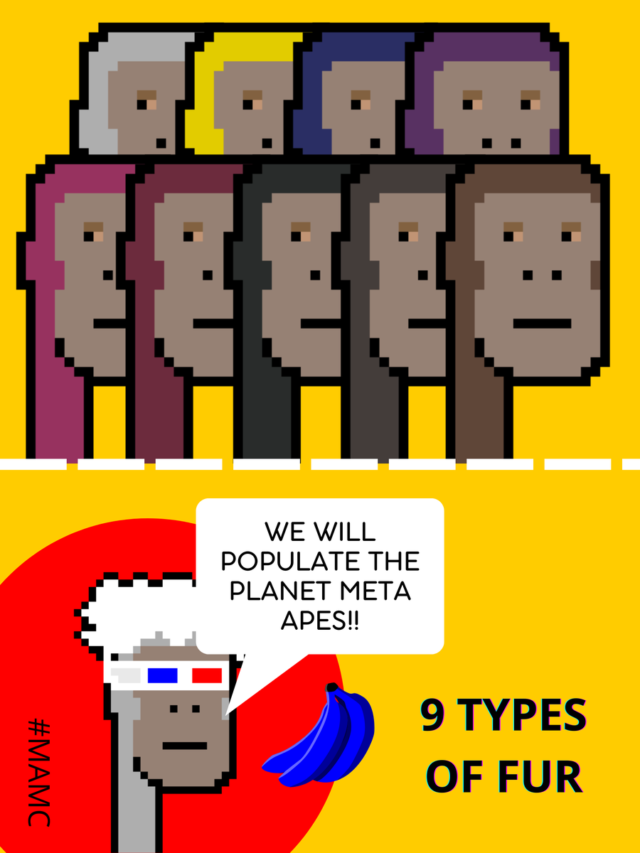 MetaApeEth's tweet photo. 💛GET ACCESS TO THE FULL COLLECTION OF 5,000 META APES BY MINTING UNIQUE MAPES ON THE NEW ETHEREUM SMART CONTRACT 🐵 🟨

#NFT #NFTs #NFTProject #OpenSeaNFT #Metaverse #NFTCommunity #NFTCollection https://t.co/hbHypSw3Jy