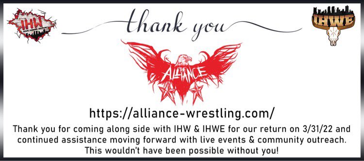 IHWEWrestling's tweet photo. Thank you! @FanboysMarket @TheAllianceBlog @JonRSosa #MassCoverage @dfwdesigner for the support! https://t.co/HzTcWqX2F0