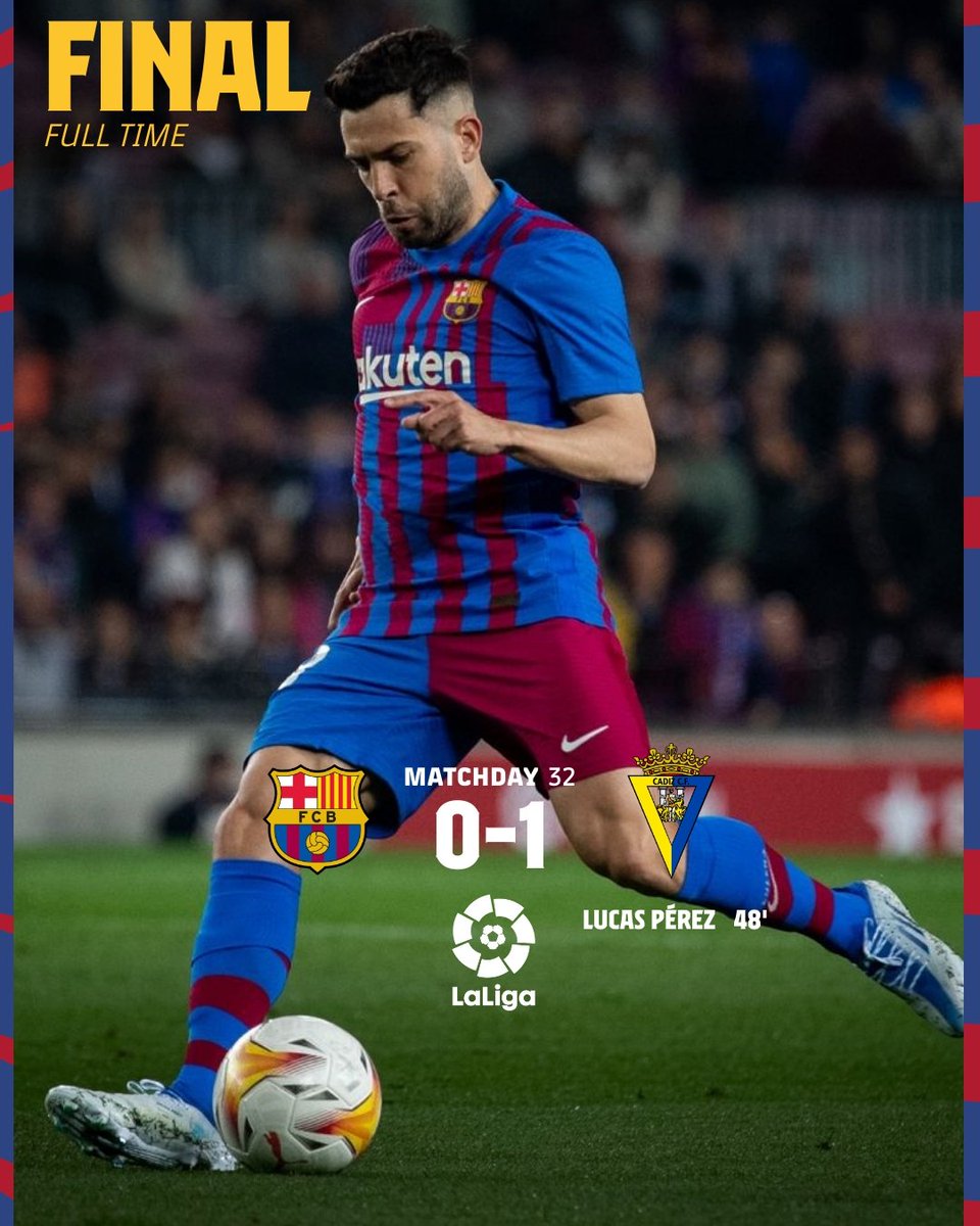 INDOBARCA_BJB's tweet photo. FULL TIME 

@FCBarcelona 0 vs 1 cadiz_fc
#ViscaBarca 
#BarcaCadiz https://t.co/1tnKFoAVjj