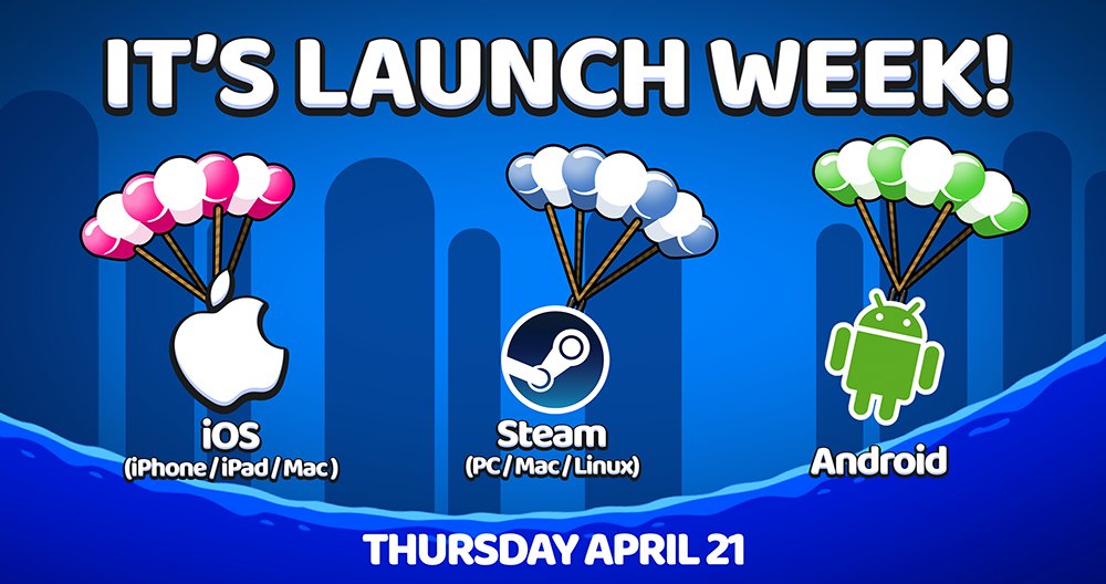 winterpixelco's tweet photo. Rumor has it that the official launch date for Rocket Bot Royale on Steam, Android and iOS is April 21st... hope you're as excited as we are! #gamedev #IndieGameDev #GodotEngine #gaming #SteamDeck #mobilegames https://t.co/IOzodXXot2
