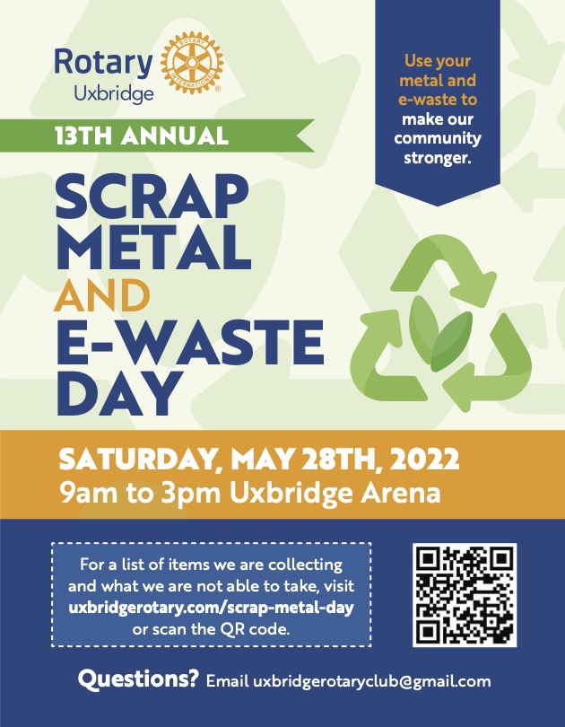 Have you found some scrap metal or e-waste to discard? Bring it to the Arena on Saturday, May 28 from 9-3 and support our community!