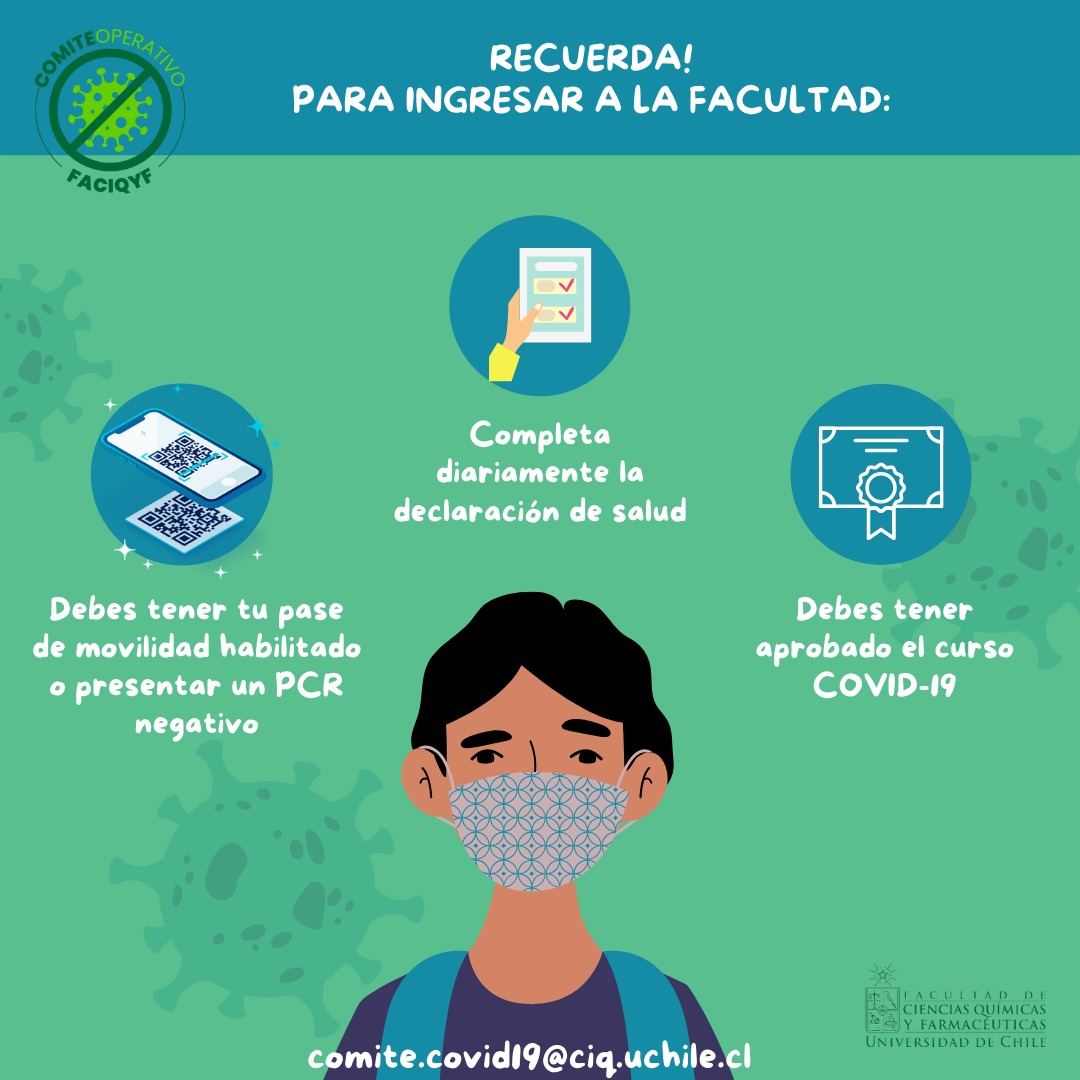 QuimicaUdeChile's tweet photo. Desde el Comité Operativo Covid nos comparten esta importante información en relación al ingreso a nuestra #FCQF.
A seguirnos cuidando en estas semanas
#covid_19
#FCQF
#uchile https://t.co/KviqQRWGg3