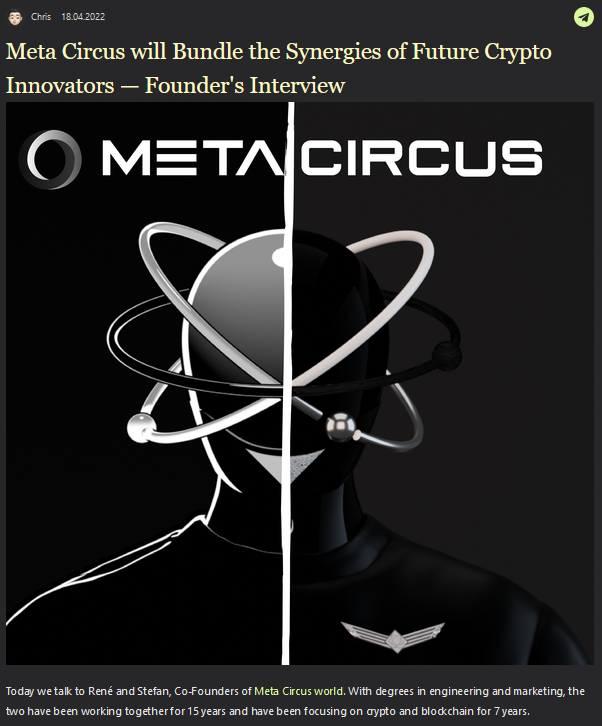 Meta_Circus's tweet photo. https://t.co/00SoP4Fp8V interviewed us about our recent relaunch. ✨
You can find the complete interview here:

https://t.co/GbUFvmui1C

#NFT #crypto #meta #metaverse https://t.co/cI3pVTOsNS