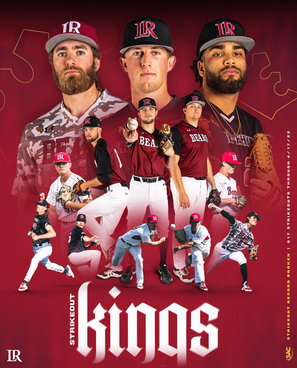 👑𝐒𝐓𝐑𝐈𝐊𝐄𝐎𝐔𝐓 𝐊𝐈𝐍𝐆𝐒 👑

Over the weekend, the LR pitching staff broke the SAC record for most K's in a season! The previous record was 503 by Tusculum in 2019. 

#GOBEARS