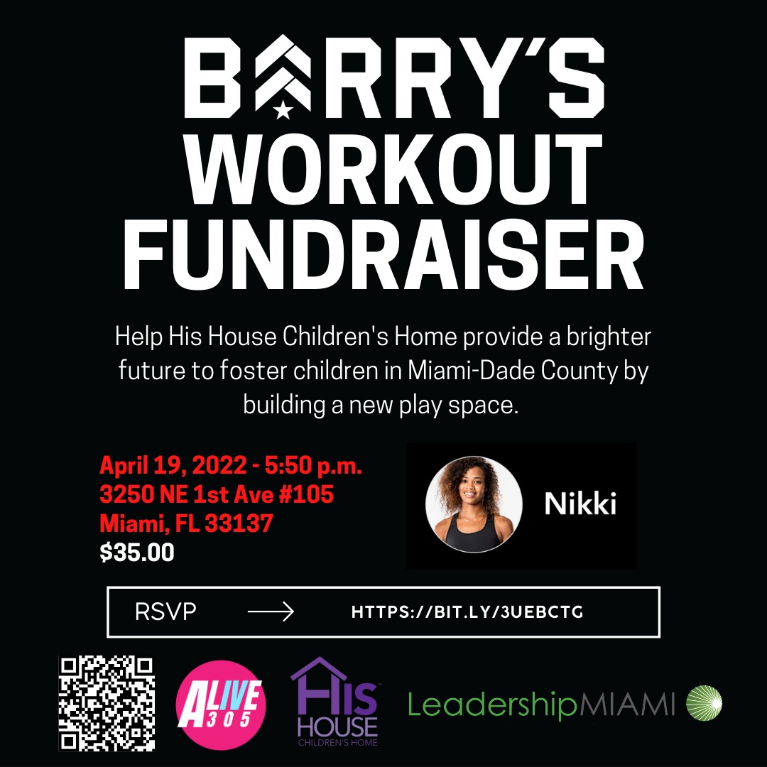ALivE305's tweet photo. Join us on Tuesday April 19 to workout💦for a cause! @BarrysBootcamp in Midtown Miami. We're hosting a fundraiser to benefit @HisHouseMiami for a playground. @MiamiChamber #LeadershipMiami 1️⃣ RSVP https://t.co/ggbt0M4QDL
2️⃣ Donate $35 to our FlipCause page https://t.co/RukF4tEP81 https://t.co/mQTqwZiyxz