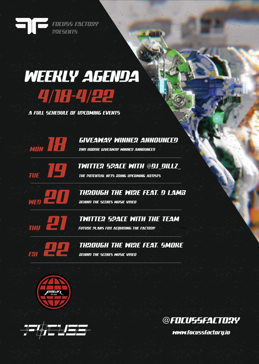 Happy Monday everybody! Here is our schedule for this upcoming week! Our most recent give away is ending in a couple hours! Don't forget to enter a few posts back! 🎊🤖