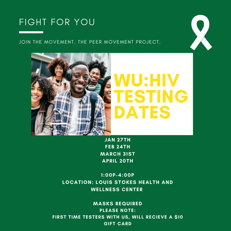 PeerMovementPro's tweet photo. Wilberforce come on out this Wednesday for free HIV Testing! First time testers will receive a 10.00 gift card. https://t.co/sdcVbdOHCY
