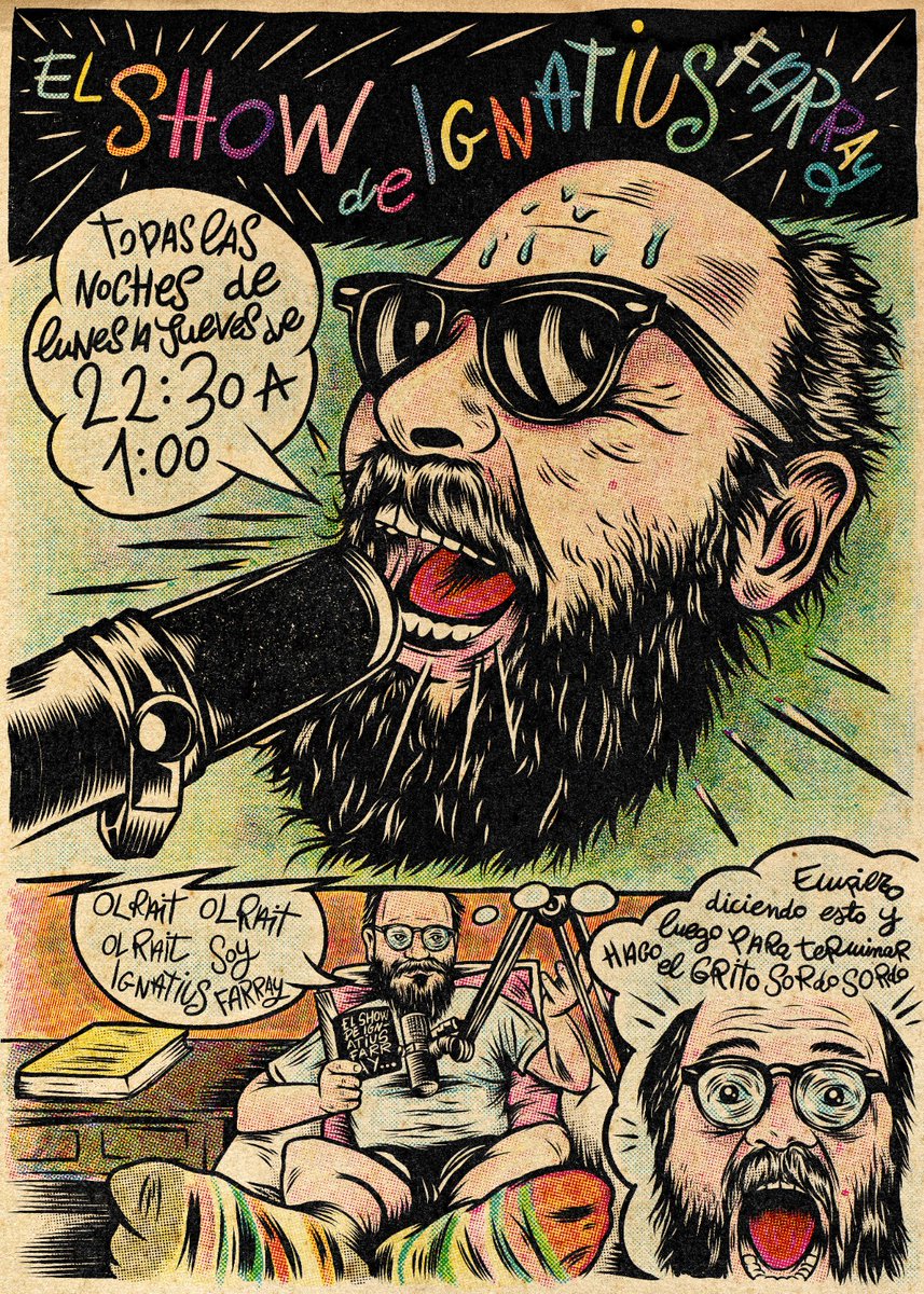 IgnatiusFarray's tweet photo. Mañana martes 19 a las 22:30 empieza en Twitch... EL SHOW DE IGNATIUS FARRAY (cartel de @chirrikenstein). https://t.co/cCxFOBYmMR