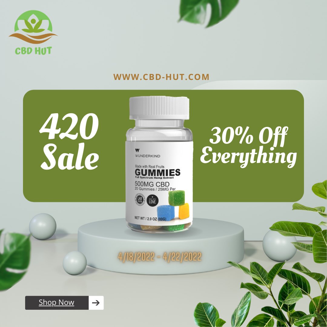 ‼️4️⃣2️⃣0️⃣ SALE going on NOW‼️

Visit cbd-hut.com

Premium CBD products 30% off 🌱

#CBD #CBDOIL #CBDEDIBLES