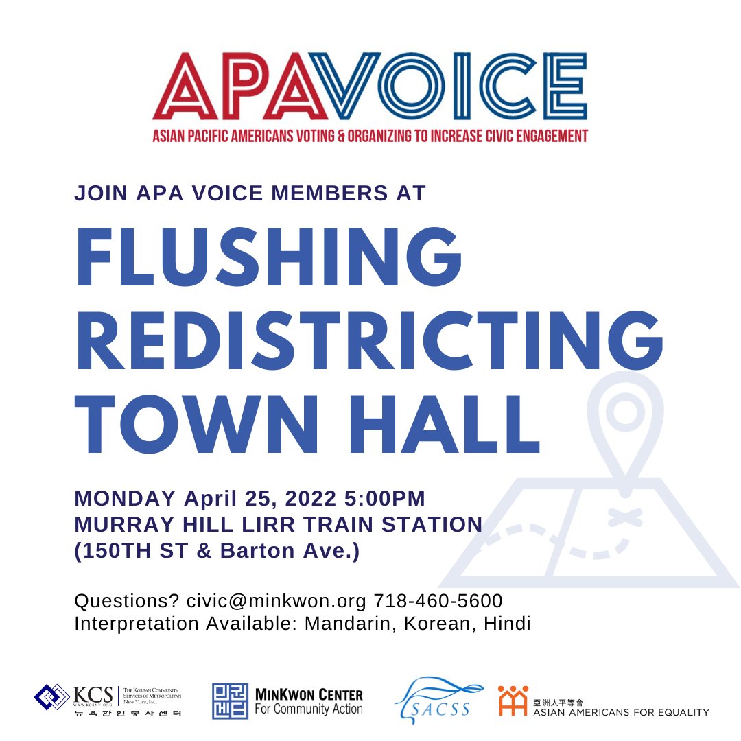 MinKwonCenter's tweet photo. Redistricting happens once every ten years. Political lines are drawn impacts how our communities build power. Join us and APA VOICE for a redistricting townhall to learn more about the process and opportunities. Be involved and make your voice heard.
#redistricting #apavoice https://t.co/ac5L8JmGCH