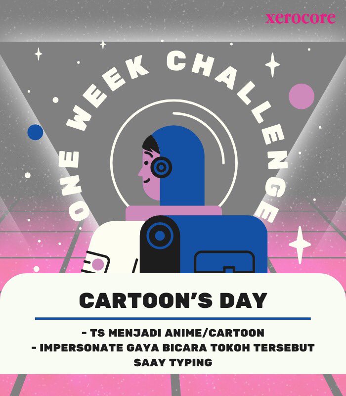 ㅤ   
  DAY 1  ——— CARTOON’S DAY

📌 Karakternya tidak boleh sama dengan member satu sub. 
ㅤ ㅤ