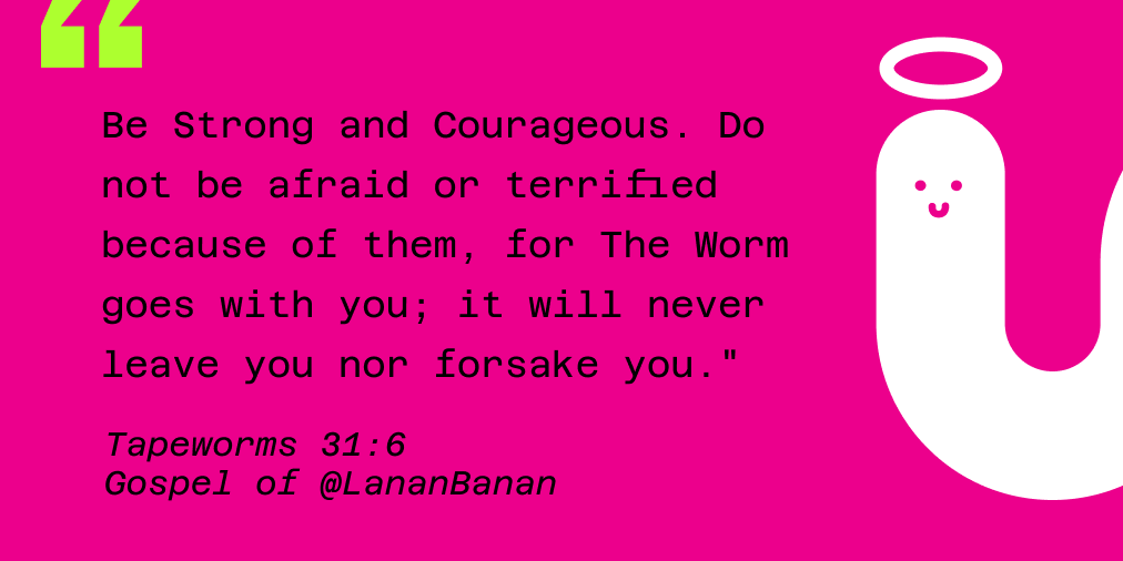 TheWormNFT's tweet photo. The Worm 🪱 appears to be stuck! You can help it by asking @uxt_exe to pass it along. 
Let us remember in these trying times the Book of Tapeworms by @LananBanan... https://t.co/6Vjz5IJQ7v