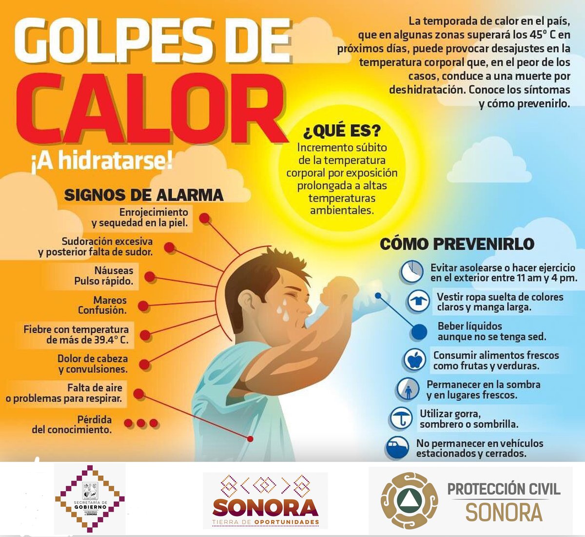 ¿Qué es y como podemos cuidarnos de un golpe de calor, que puede ser generado por las altas temperaturas que se están presentando en Sonora? Mira estas recomendaciones y síguelas, por tu salud y la de tu familia. <a href="/JuanMGonzalezA/">Juan Gonzalez</a>