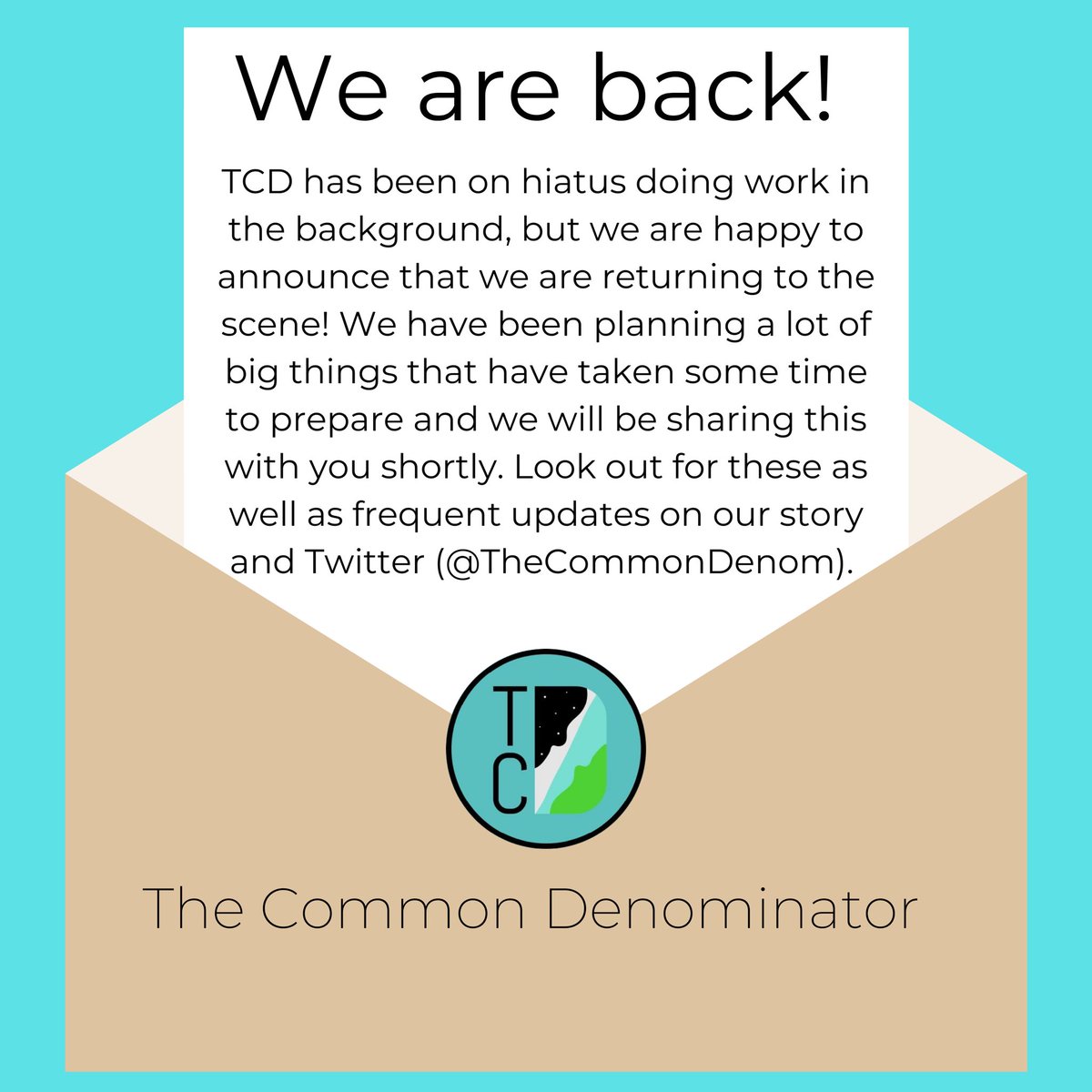 TheCommonDenom's tweet photo. We have a lot of events and announcements planned coming up very soon. Stay tuned here, at our website, and Instagram (@tcd.ucalgary) for these updates! https://t.co/CDVZFjBKIU