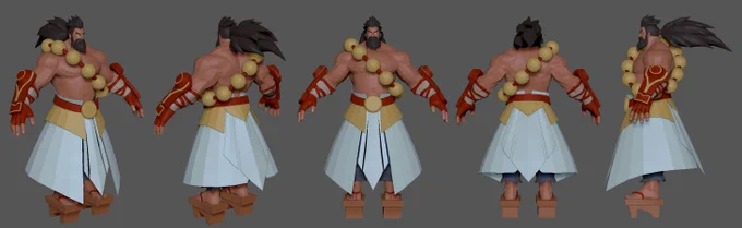 Aquí tenéis una ilustración conceptual y un modelo inicial de Udyr guardián de los espíritus (aspecto definitivo) antes de canalizar uno de sus espíritus animales 💥 