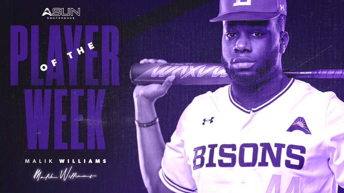 .<a href="/Malik24Williams/">⚾️Malik Williams™⚾️</a> is your @ASUNBSB Player of the Week‼️

⚾️ .533 batting average
⚾️ 2 home runs
⚾️ 8 RBI
⚾️ .933 slugging
⚾️ .600 on-base pct.
⚾️ 4 walks

#IntoTheStorm ⛈️| #HornsUp 🤘