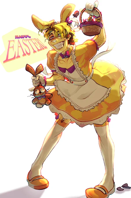 h-hapy Easter! (this physically pained me to draw) 
#blueycapsules #blueycapsulesfanart #FNAF #davemiller  #Williamafton 