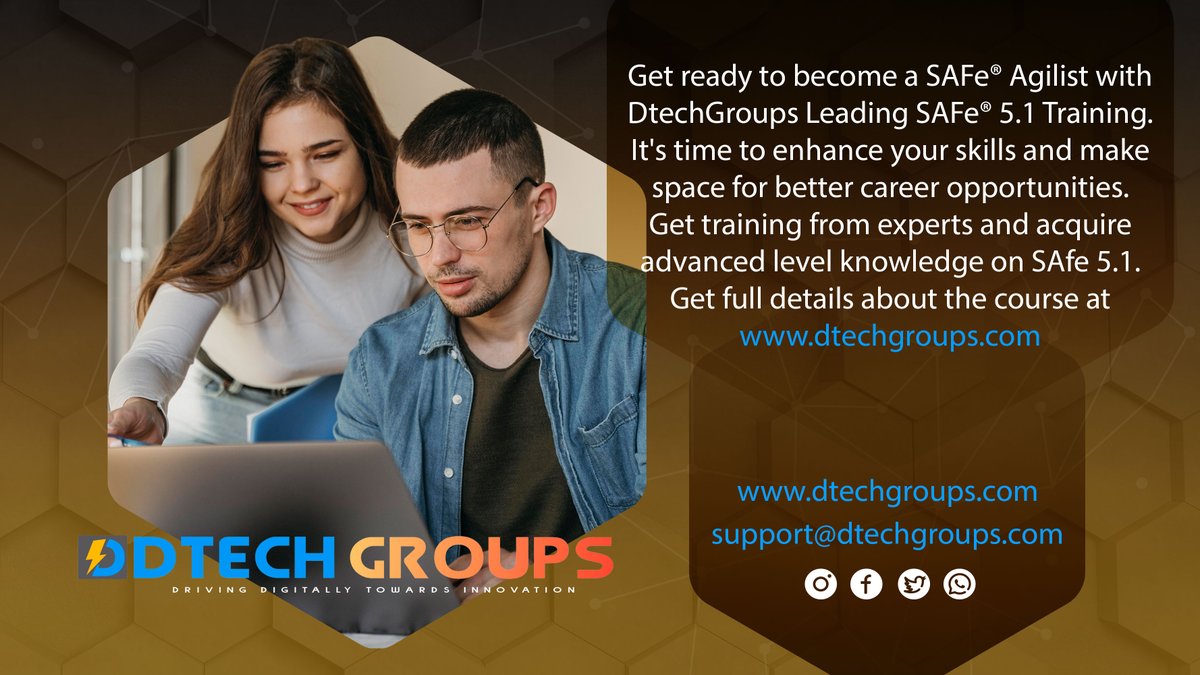 DtechgroupsM's tweet image. Get ready to become a SAFe® Agilist with DtechGroups Leading SAFe® 5.1 Training. Get training from experts for SAfe 5.1. Get full details about the course at dtechgroups.com
#training #careeropportunities #twitter #training #certification #course #safeagilist