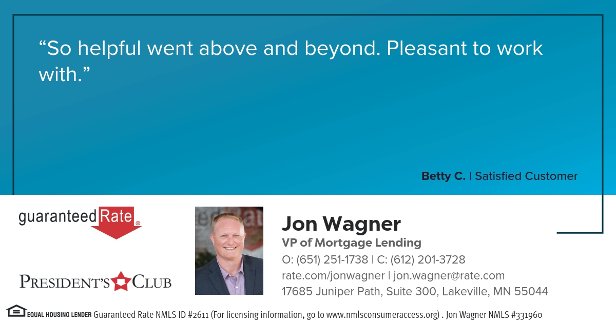 jonwagner04's tweet image. Thanks for the great review Betty! We enjoyed helping buy your new construction home and hope to do the same for your friends. #LowRates #GRvibe #FlashClose #Lakeville rate.com/jonwagner