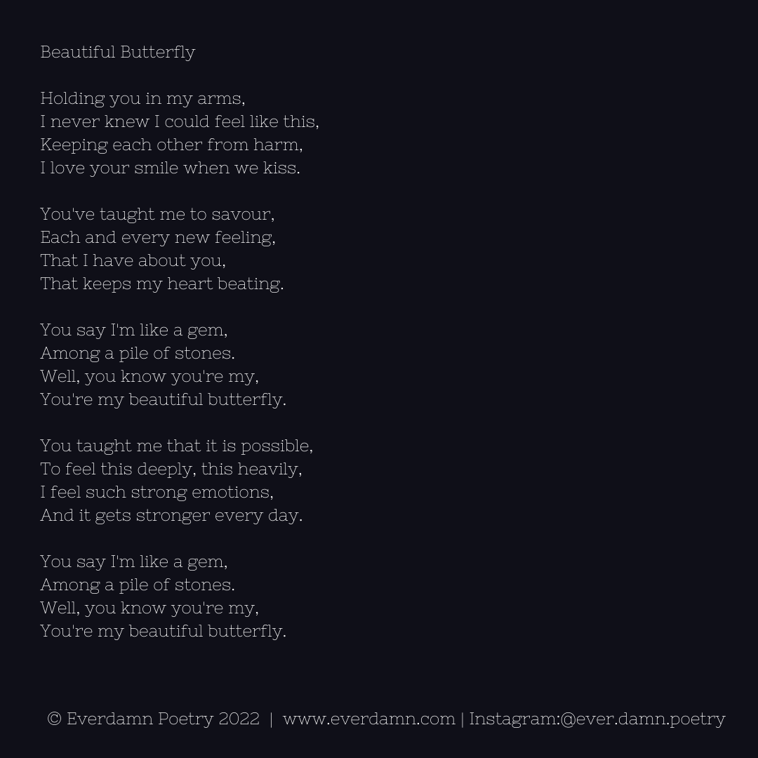 EverdamnP's tweet photo. Beautiful Butterfly 🦋 

© Everdamn Poetry 2022
https://t.co/2ZqAMb2cp9
Insta:@ever.damn.poetry

#inspiringwriters #poem #poets #poetry  #writerscommunity #writingcommunity #authors  #fellowshipofauthors2 #poetrycommunity #words #poets_community #love #arts #streetwriters_ https://t.co/n6eJgrki1C