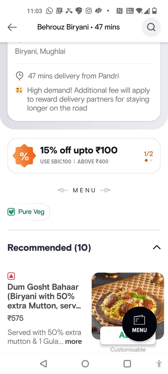 vivek7192's tweet photo. @swiggy_in 

In pure veg filter

It's showing nonveg hotels 
Menu also.. https://t.co/cpt8gnyLq1