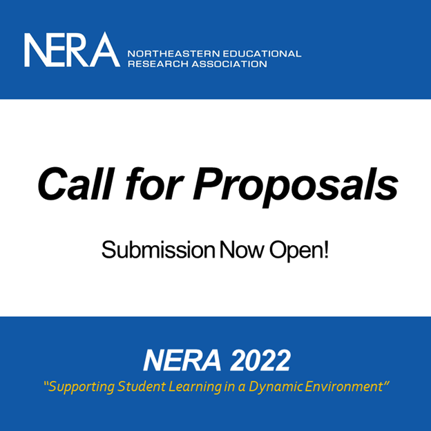 We are now accepting proposals for the 2022 NERA Conference! You can submit proposals for individual papers, posters, roundtable sessions, and theme-based paper sessions/symposia. 
Find the call for proposals at nera-education.org/docs/2022_Call….
#research #studentlearning #NERA