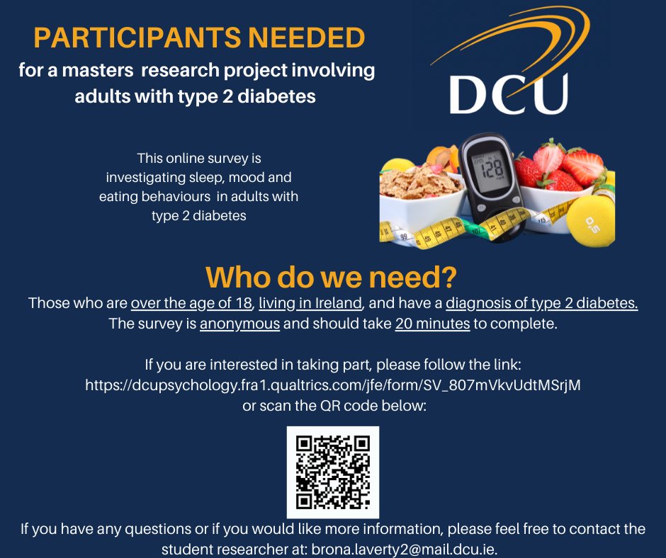 brona_l's tweet photo. Hi All!👋Reposting as I'm trying to recruit as many adults with type 2 diabetes as possible to take part in my survey by the end of April. Should take between 10-15mins. If you'd like to take part, you can via: https://t.co/UQld0AP32N Please share @Diabetes_ie @DCUPsychology @DCU https://t.co/Z73kmsC8fm