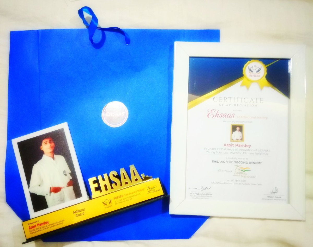 arpitpaofficial's tweet photo. I am honoured and pleased that the NavyaSarjana has selected me as the Ehsaas Achiever Awardee of the Ehsaas the second Inning 2022  in the fields of science.
#Arpitpandey #Arpitpandeyofficial #YoungScientist #Inventor #Motivational #speaker #climate #reformer #Leafem #varanasi https://t.co/edFv6QdI3Q
