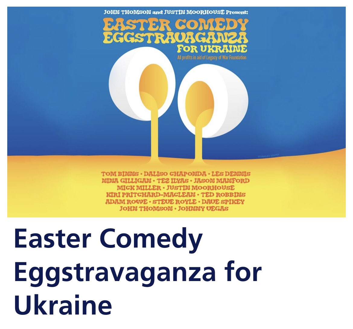 At the #EasterComedyEggstravaganza <a href="/O2ApolloManc/">O2 Apollo Manchester</a>
With
@justinmoorhouse &amp; <a href="/johnnythomson2/">John Thomson</a> 

ALL profits in aid of <a href="/Legacy_of_War/">Legacy of War Foundation</a> #EasterComedyEggstravaganza 🇺🇦