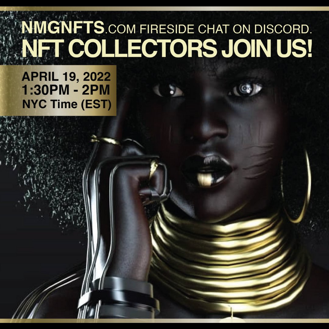 NMGventures's tweet photo. ‼️ ATTENTION #NFT COLLECTORS

Tuesday, April 19th at 1:30pm
NMGnfts Fireside Chat Meetup

Join us for Fireside chat on DISCORD and become part of the NMG NFTs growing community!
Meet the team, learn about our mission and share interests! https://t.co/uGM7Y1decb