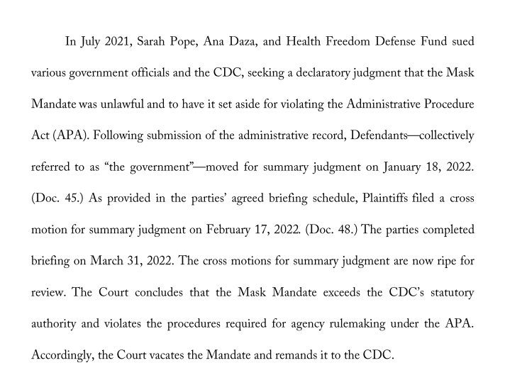 disclosetv's tweet image. JUST IN - U.S. federal judge declares CDC's mask mandate for planes and trains unlawful.

documentcloud.org/documents/2163…