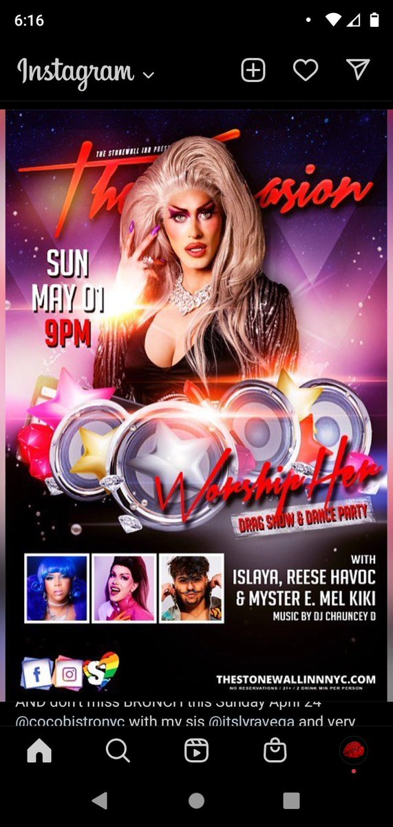 May Day! May Day! Calling all worshippers! I'm making my <a href="/StonewallInnNYC/">The Stonewall Inn</a> debut next month with Islaya <a href="/reesehavocnyc/">REESE HAVOC ✨</a> &amp; <a href="/MysterEMelKiki/">𝙼𝚢𝚜𝚝𝚎𝚛 𝙴 𝙼𝚎𝚕 ✨Drag King</a>. 
We bring the show, you bring your bods. 
See you there!! #dragqueen #nyc #nycdrag #stonewall