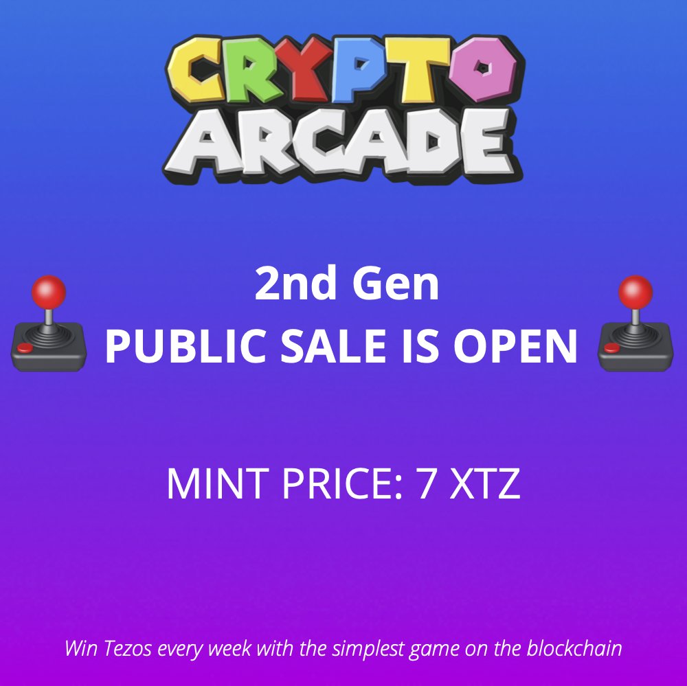 Arcad3___'s tweet photo. 🕹️2nd GEN PUBLIC SALE IS OPEN🕹️
➡️https://t.co/UJf3UPYmo0⬅️
🔥Max 10 NFTs per wallet🔥

#tezos #tezoscommunity #NFT #publicsale #Mint #P2E #PlayToEarn #BlockchainGaming #Blockchain #Crypto https://t.co/O5krfp8fGX