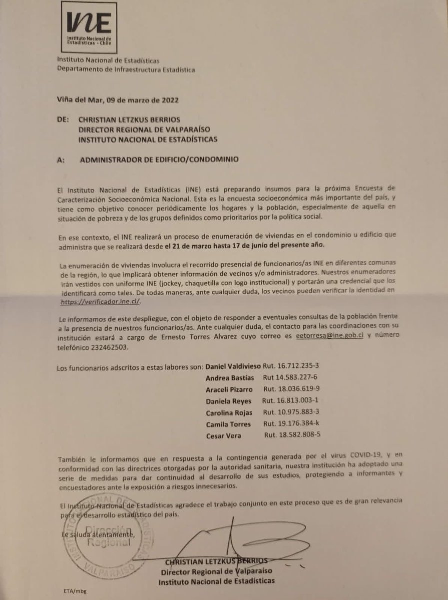 TERE_LAprofe73's tweet photo. ATENCION !!!!MUY GRAVE. , EL INE EMPEZO A HACER UN CATASTRO DE VIVIENDAS Y DEPTOS NO OCUPADOS EN EDIFICIOS Y CONDOMINIOS DE VALPO . QUE BUSCAN ? SE VIENE LA EXPROPIACION DE SEGUNDAS  VIVIENDAS ? QUE CORRA PLS !!!! RT !! #YoMeRebelo17A #RechazoTransversal  #GobiernoDeInutiles https://t.co/9Jnn6HZ9La