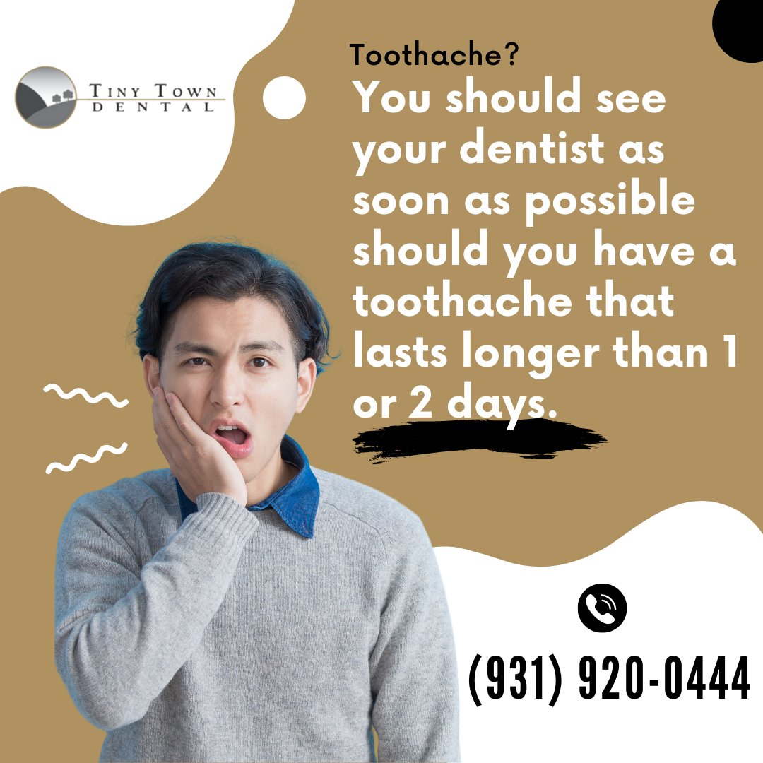You should see your dentist as soon as possible should you have a toothache that lasts longer than 1 or 2 days.
#tinytowndentist #tinytowndental #oralhealth #dentist #FamilyDentist #Floss #Toothache