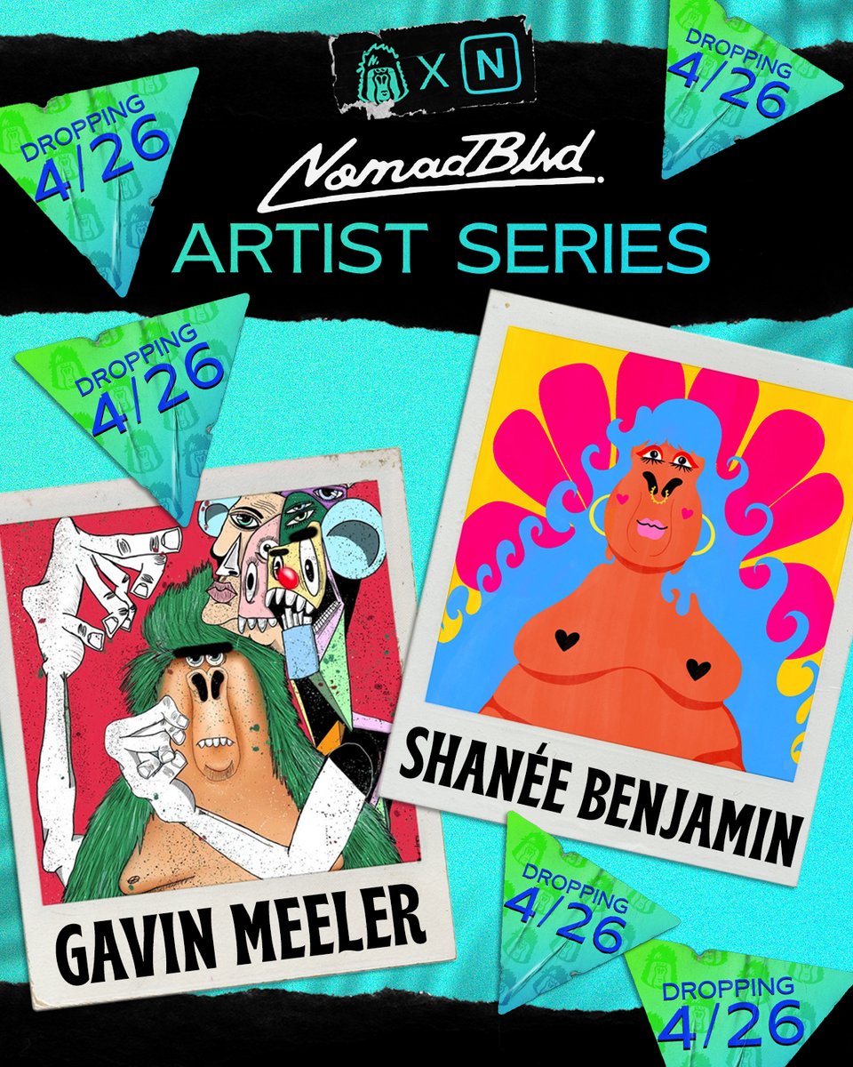 nomadblvd's tweet photo. Nomad Blvd Artist Series X @niftygateway featuring @ShaneeBenjamin and @Gavinmeeler dropping 4/26. We can't wait for this! Stay Awhile. 😎 🤩  #nomadblvd https://t.co/hvWA8GBBLu