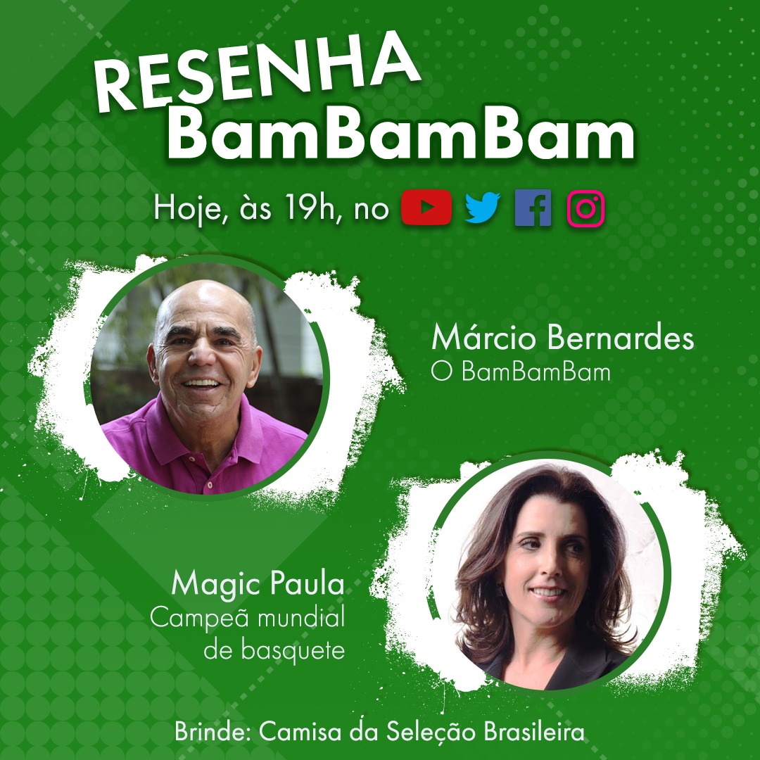 MarcioBambambam's tweet photo. Fala, brother! Hoje, às 19h, acontece mais uma Resenha Bambambam. @MagicPaula, campeã mundial de basquete, será a minha próxima convidada para falar sobre sua carreira e seus 60 anos de idade. Fique ligado!
#live #resenhabambambam #magicpaula https://t.co/DVbgpejSqc