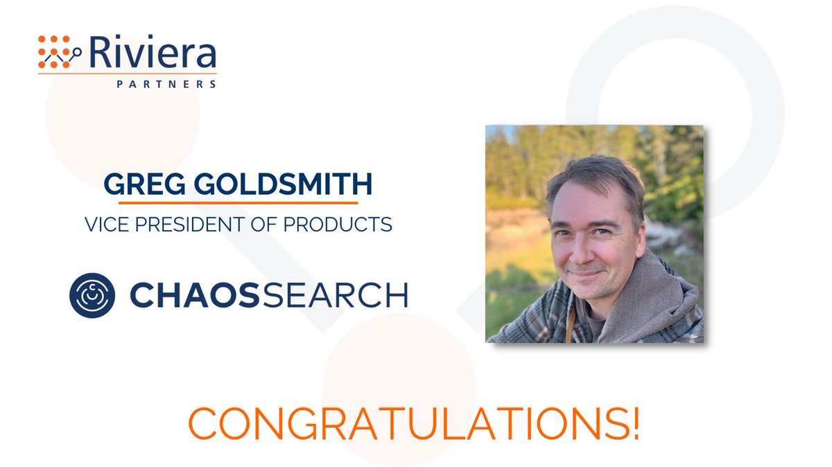 Congratulations to Greg Goldsmith on your new role as Vice President of Products at <a href="/ChaosSearch/">ChaosSearch</a>!

Great work by Stephen Kasmouski!

#Riviplacement #RivieraPartners #techleadership #hiring #recruitment #recruiting #executivesearch